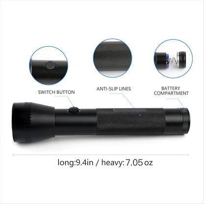 Heavy Duty 2-Cell D Battery LED Big Flashlights, High Lumens, Single Mode, Aluminum, Rugged Metal Flashlight for Outdoors and Emergency Power Outages (1 Pack)