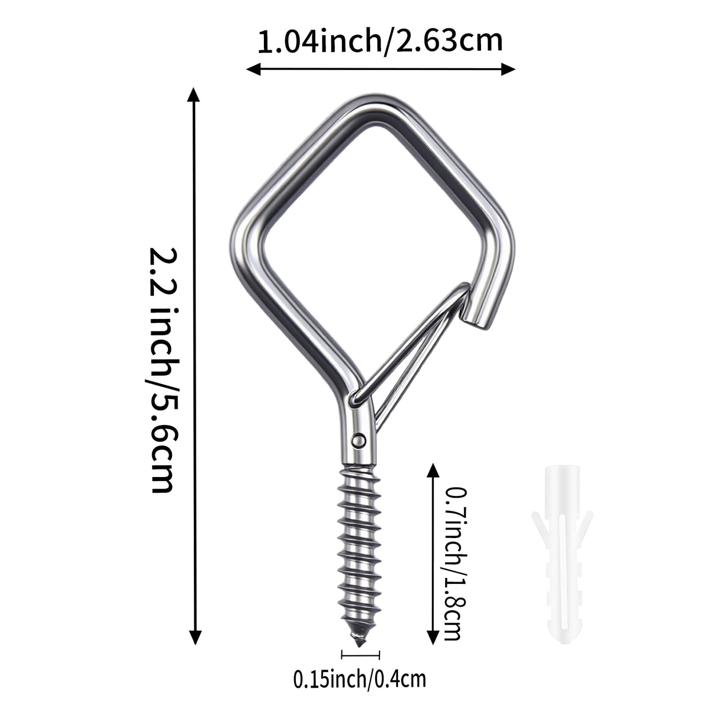 Zuryiul 304 Stainless Steel Eye Screw Hooks, Heavy Duty Ceiling Hooks for Hanging Plants, Outdoor String Lights & Christmas Decor, Rustproof Screw in Hooks (304 Stainless Steel, 38PCS)