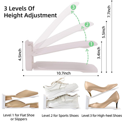 Uni HIMO 12 Pack Shoe Slots Organizer Adjustable Level Shoe Stacker Holder Storage Space Saving Sneakers Display Tray Rack for Closet (White, 12Pack)