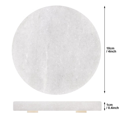 White Marble Coasters with Bling Particles, Set of 4 - Natural Marble Stone Drink Coaster with Protective Silicone Feet, 4 inch Diameter, 0.4 inch Thick - Heat-Resistant Coasters for Coffee Table
