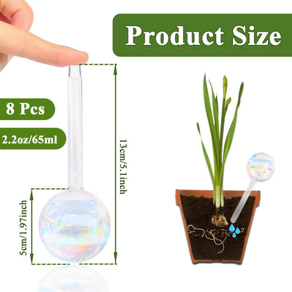 Pynqdfu 8 Pcs Plant Watering Globes,Glass Rainbow Gradient Plant Watering Globes,Self Watering Planter Insert,Automatic Plant Watering Devices for Indoor Outdoor,Flowerpot,Hanging Plants,Home Garden