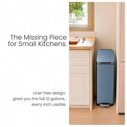 Home Zone Living 12 Gallon Kitchen Trash Can with Slim Fit Design