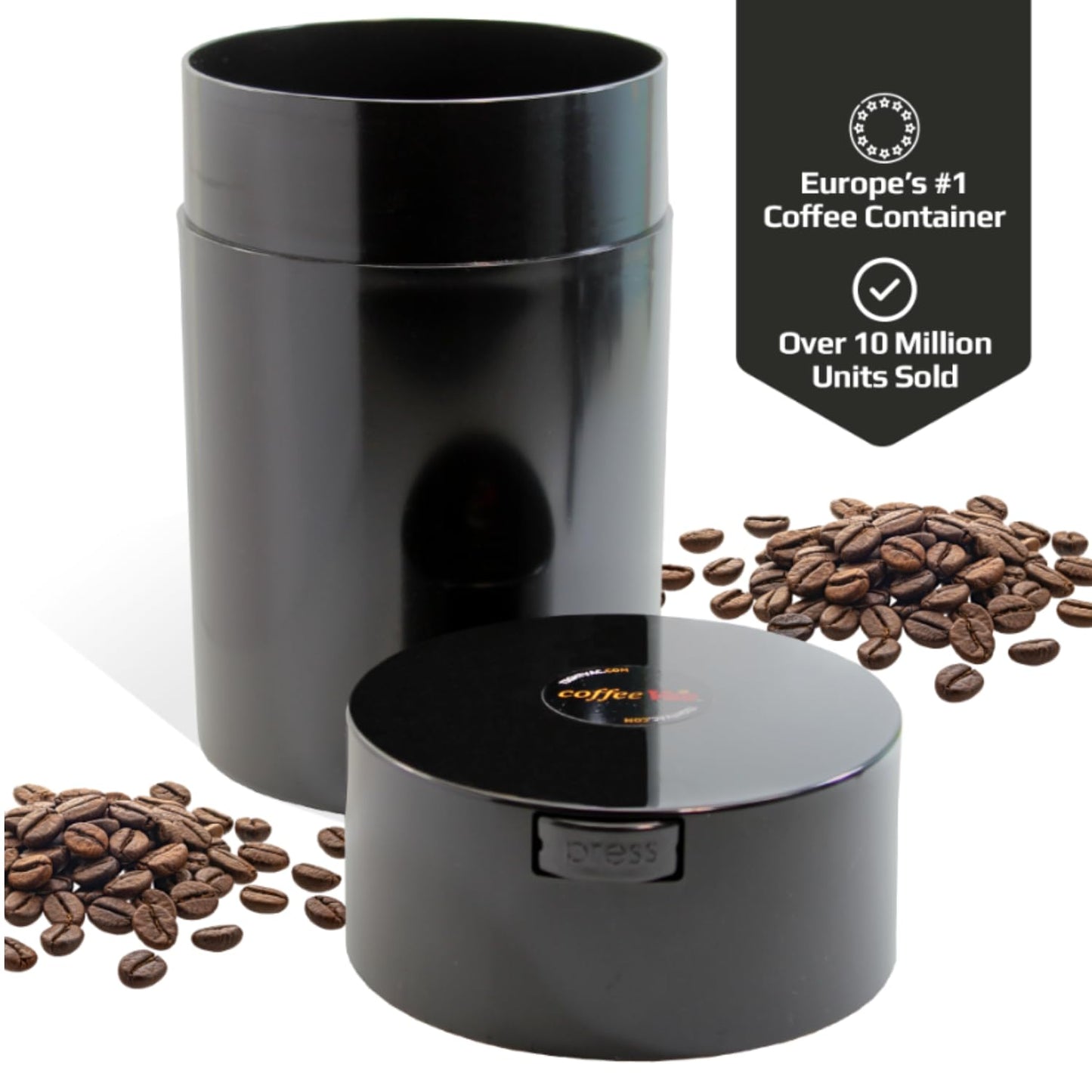 Coffeevac 1LB – Patented Airtight Container | Multi-use Vacuum Container Works as Smell Proof Containers for Ground Coffee and Coffee Bean Containers. White Floral