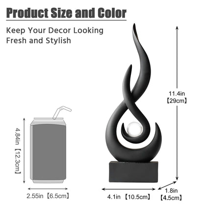 XYQXYQ Modern Abstract Art Table Decoration,Resin Flame Statue Modern Centerpiece Ornaments for Living Room Great Gift Idea Home Decor,Collectibles (Black)