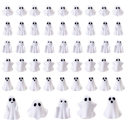 dsooldre 50Pcs Mini Resin Ghost Figurines,Cute Halloween Decorations,Tiny Ghosts for Vase Filler,Tiered Tray,Table Centerpiece & Party Favors (Miniature Home Decor) (50Pc Resin Ghost)