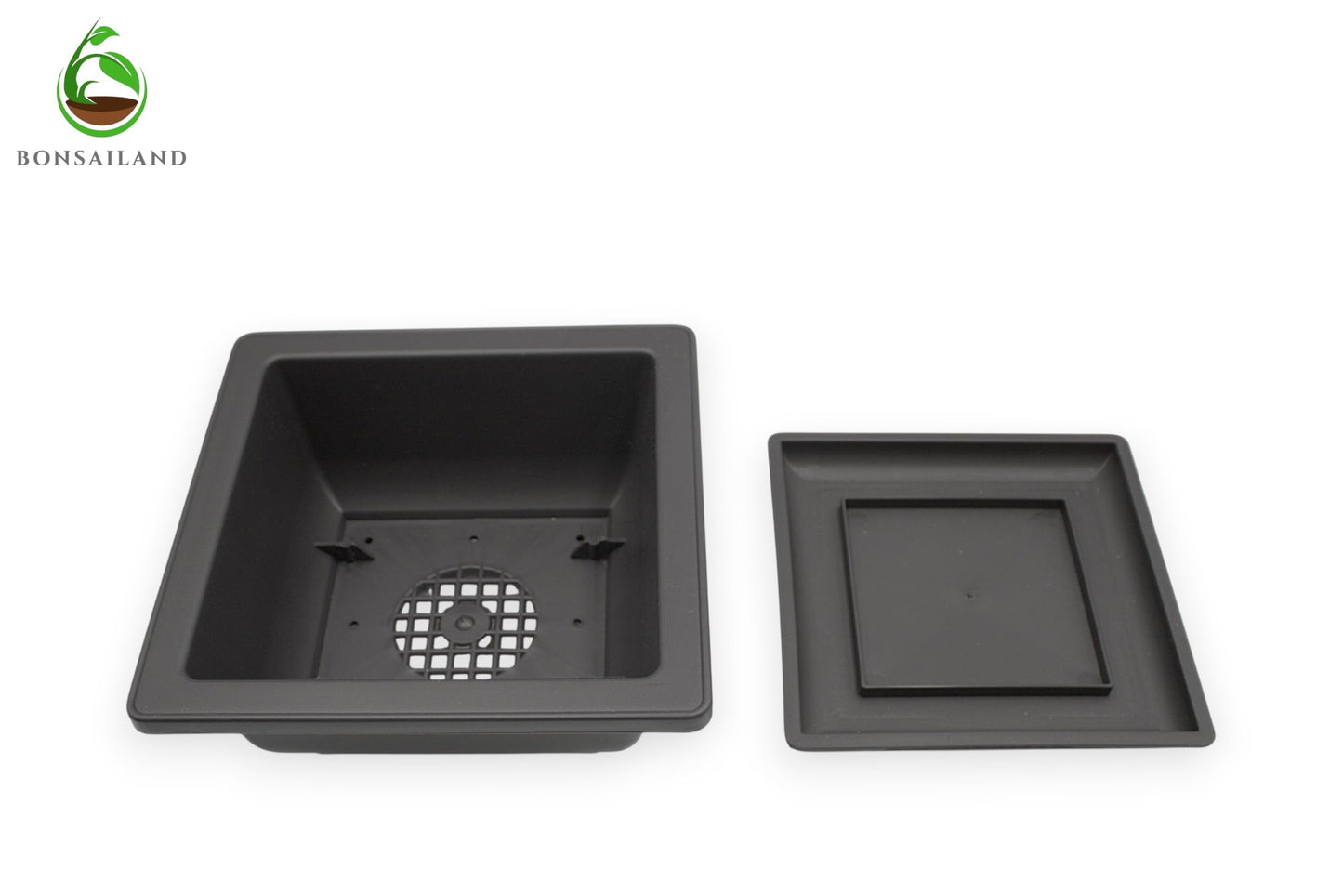 Bonsai Training Containers with Humidity Trays, 6.5 Inch Square Plastic Planter Pots for Garden, 3 Pack for Succulents, Small Flowers and Plants