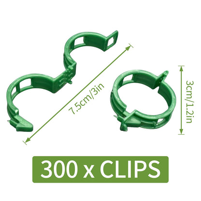 Piteno® 300Pcs Tomato Clips, Plastic Trellis Clips, Plant Support Clips, Grape Vine Tomato Vine Vegetables Plants Garden Support Clips to Grow Upright Makes Plants Healthier (Green)