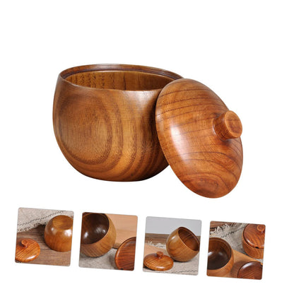 Garneck Elegant Wood Grain Condiment Pot Spice Organizer Lids Wooden Seasoning Jars for Salt Spices Seasonings Kitchen Box Lid Wood Condiment Container