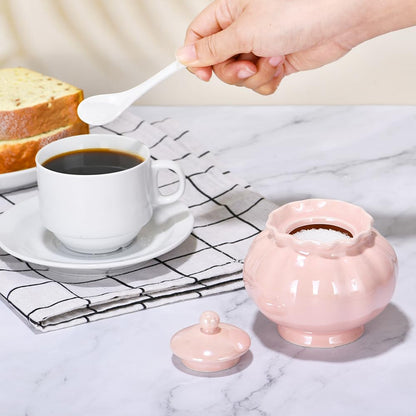 Ursword Iridescent Sugar Bowl, Porcelain Salt Cellar with Lid and Spoon, 9oz Sugar Jar for Coffee Bar, Salt Box Sugar Containers for Seasoning, Spice, Sauce, Elegant Decor for Kitchen Countertop