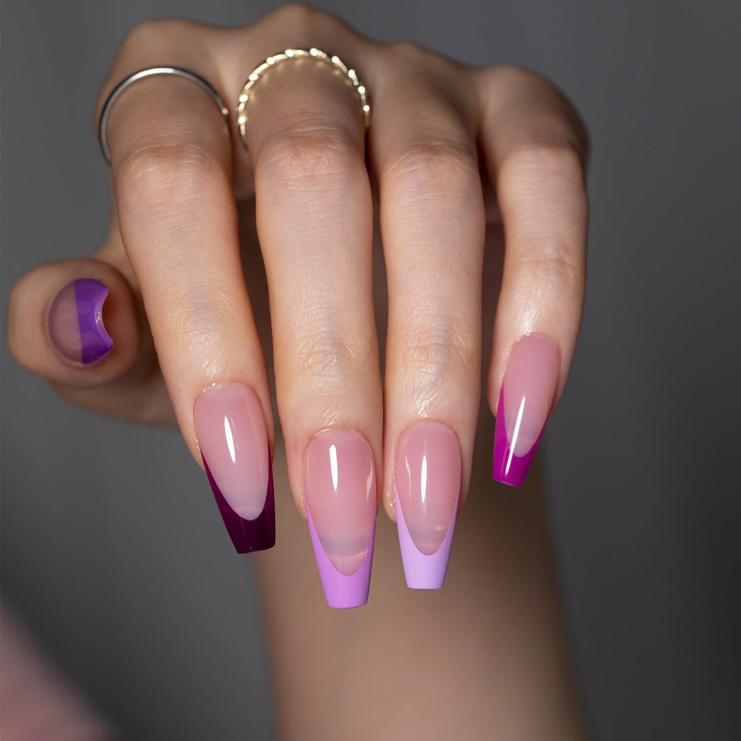 SXC Cosmetics French Tip Press On Nails - Skin Tone Nude and Color Series, Short Coffin X-Pro Tips Starter Kit ST119KIT