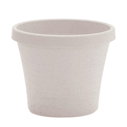 Bloem Terra 8" Diameter Round Vanilla Bean Resin Planter Pot with Drainage Holes for Indoor and Outdoor Gardening
