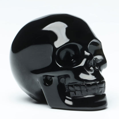 Bmuafry 2''Natural Black Obsidian Crystal Skull Head Hand Carved Reiki Healing Stone Statue Healing Home Office Art Room Decoration