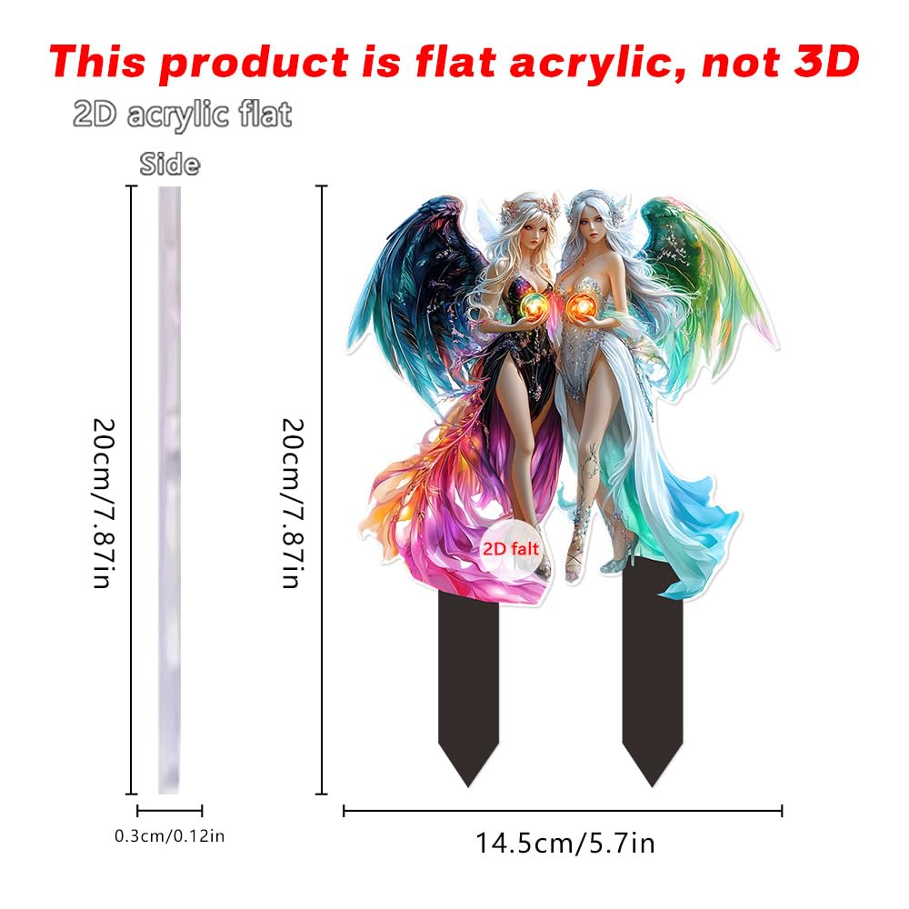 YUEYINGMG Garden Decor, Acrylic 2D Stake, Pot Plants Garden Yard Lawn Outdoor Fairy Statue Ornaments, Fairy Garden Accessories Decoration (Style C)