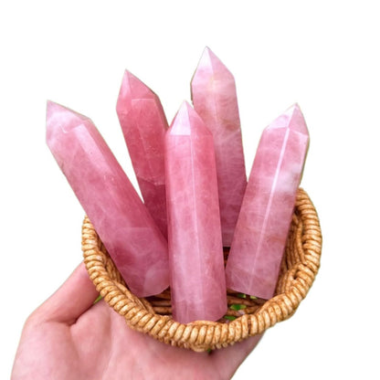 YOUNAIERZX 3-4in Natural Rose Quartz Crystal Tower Point Pink Gemstone Obelisk Heart Chakra Healing Self Love Energy Stone