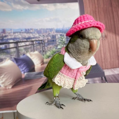 Bird Diaper Flight Suit - Pink Top Cosplay Photo Prop for Parrots, Lovebirds, Parakeets, Cockatiels & Small Animals (Green-cheeked Conure)