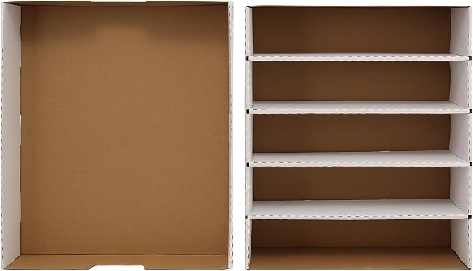 5 Row Trading Card Storage Box,3950-count Cardboard Storage Box with 32 Pcs Dividers+48 Pcs index Labels for Mtg, Tcg, Sports Cards (4 Pack-Large)