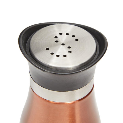 Juvale Stainless Steel Copper Salt and Pepper Shakers Set with Glass Bottom, Screw-Off Caps, Perforated "S" and "P" Designs for Kitchen, 2.5 x 2.5 x 4.5 Inches (4oz)