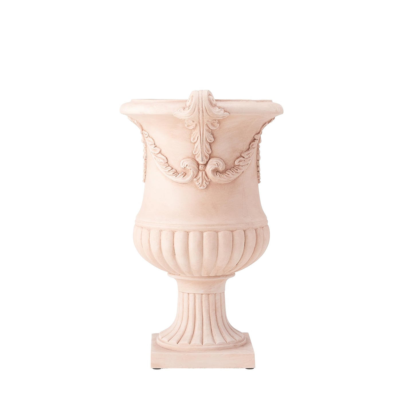 Christopher Knight Home Gary MGO Round Planters Set of 2, Outdoor Flower Pots with Floral Relief Carvings, Classical Garden Urn with Drainage Hole, Patio Urn Planters for Garden, Terracotta