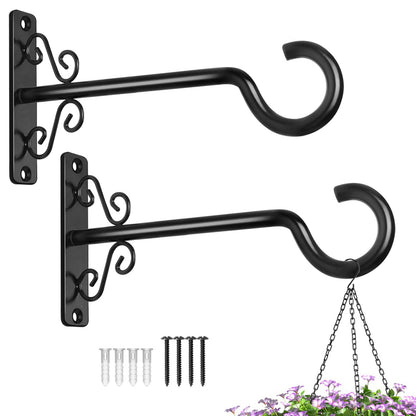 BOLITE Plant Hangers, 6 Inch Hanging Plant Brackets Outdoor or Indoor, Wall Hooks for Hanging Hummingbird Feeders, Bird Feeders, Planters, Lanterns, Wind Chimes, 2 Pack, Black, Gifts for Women Men