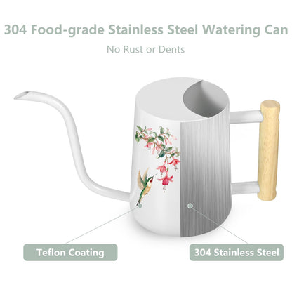 Watering Can Indoor Plants, 35oz Small Stainless Steel Metal Watering Can Modern Decorative Watering Pot with Long Spout for Indoor House Plant Bonsai Garden Flowers (White 1)