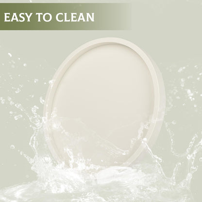 Silicone Bathroom Tray Round Vanity Tray Decorative Soap Holder Kitchen Countertop Organizer Coffee Table Decor for Candle, Perfume, Plant, 10 Inch, Beige