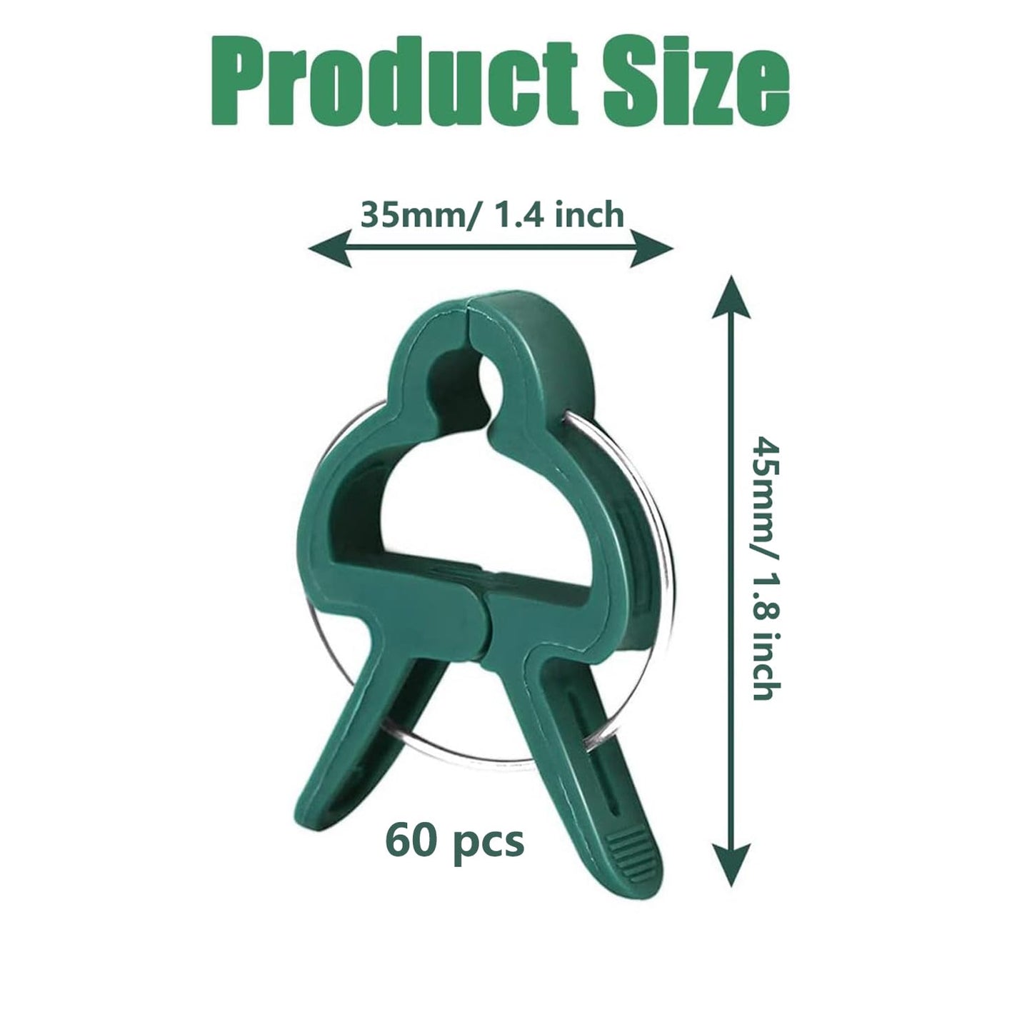 URANT 60 Pack Small Plant Clips for Garden,Stainless Steel Spring Tomato Clips for Stakes,Gentle on Stems,Non-Slip Vine Clips for Trellis,Cucumber,Orchid,Rose,Climbing Plants Support,Green