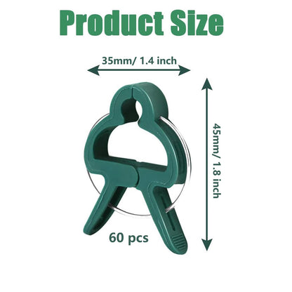 URANT 60 Pack Small Plant Clips for Garden,Stainless Steel Spring Tomato Clips for Stakes,Gentle on Stems,Non-Slip Vine Clips for Trellis,Cucumber,Orchid,Rose,Climbing Plants Support,Green