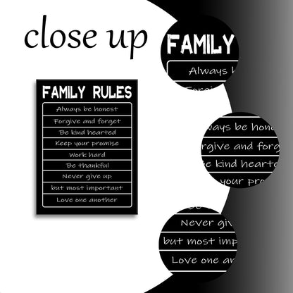 Motivational Canvas Wall Art Family Rules Entrepreneur Quotes Poster Print Inspirational Pictures Painting for Office Class Room School Wall Decoration Stretched and Framed [18''W x 24''H]