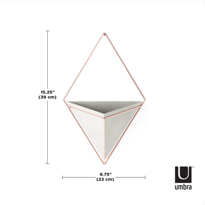 Umbra Trigg Hanging Planter Vase Wall Decor, Pot and Container for Succulents, Cactus, Faux Plants, and More, Large, Grey/Copper