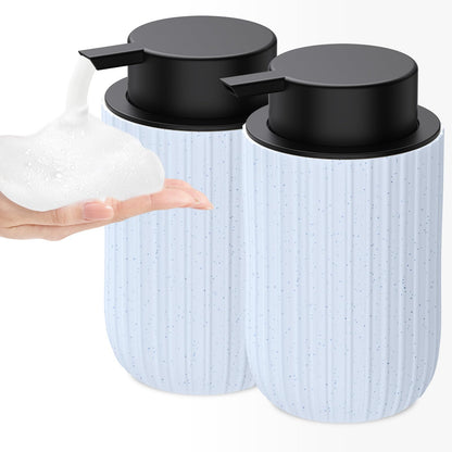 Ceramic Foaming Soap Dispenser, 12 oz Bathroom Foam Hand Soap Dispenser, Refillable Lotion Soap Dispenser with Removable Pump for Kitchen Hand Wash Dispenser, Modern Home Decor(2Pack-Black)