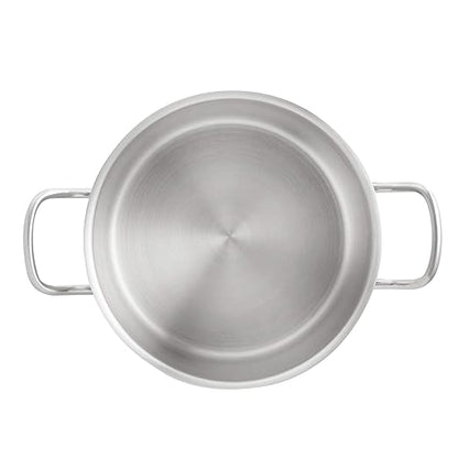 Amazon Basics 12 Quarts Stainless Steel Aluminum-Clad Stock Pot with Cover, Induction Compatible, Dishwasher Safe, Oven Safe, Even Heating, Soup and Pasta Pot