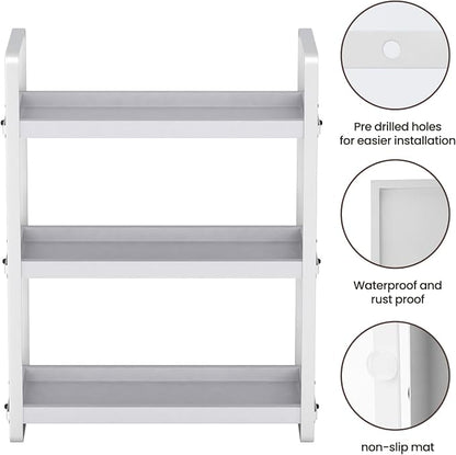 HNRLOY Bathroom Counter Organizer,Bathroom Countertop Organizer,Counter Shelf,Countertop Storage,Organization and Storage,Makeup Shelf,Sink Caddy(Grey 3 Tier)