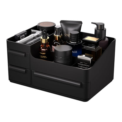 Rasydyn Men's Cologne Organizer with Drawers: Black Men Bathroom Counter Organizer, Dresser Organizer for Shaving Kit, Skincare, Gifts for Men