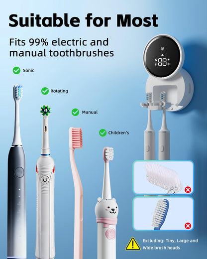 Toothbrush Holders for Bathroom, WONICO Toothbrush Sanitizer Holder, Tooth Brush Wall-Mounted Cleaner Organizer with Auto-Inductive Cover, Air Drying Fits Most Electric, Manual and Kids’ Toothbrushes