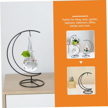 Cabilock Iron Half Moon Ornament Display Stand for Hanging Plants and Glass Terrariums Sturdy Decorative Rack for Home Office Party Compact Modern Design Organizer