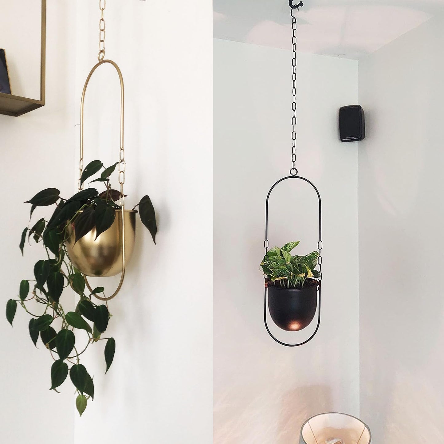 JUSUFU Metal Hanging Planters, 2pcs Black Hanging Planters for Indoor & Outdoor Plants, No Plant incld
