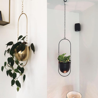 JUSUFU Metal Hanging Planters, 2pcs Black Hanging Planters for Indoor & Outdoor Plants, No Plant incld
