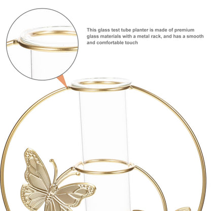 RORPOIR Hydroponic Flower Pot Clear Glass Vase with Butterfly Pattern 8.26X7.87X2.95In Decorative Desktop Planter for Home Wedding Party Centerpiece