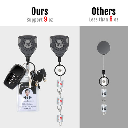 MNGARISTA Heavy Duty Retractable Keychain with Belt Clip, ID Badge Reel Key Chain, Badge Holder with 31.5' Steel Cord and Key Ring, 9.0oz, 2-Pack