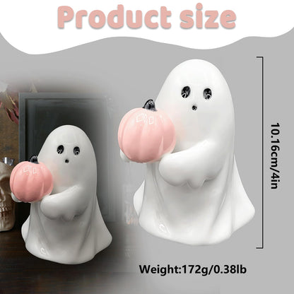 Halloween Ghost with Bat 4.5"H Resin Figurine, Ghost Halloween Decorative Figurine Decor for Home Office Gift for Friend and Family
