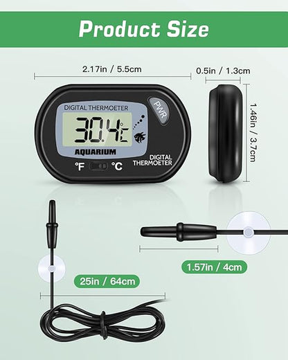 Zacro 2 Pack Digital Aquarium Thermometer, Fish Tank Thermometer, Water Thermometer with Large LCD Display,Reptile Thermometer for Fish Tank Water Terrarium