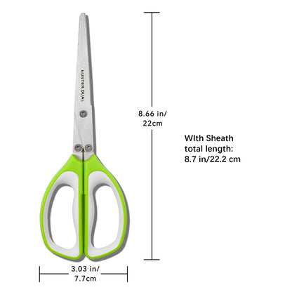 5 Blades Herb Scissors - Professional Kitchen Shears with Safety Cover for Cutting Green Onions, Fresh Herbs, Vegetables & Salad Food Prep, Must-Have Cooking Gadgets (Green, White, 8.7 inch)