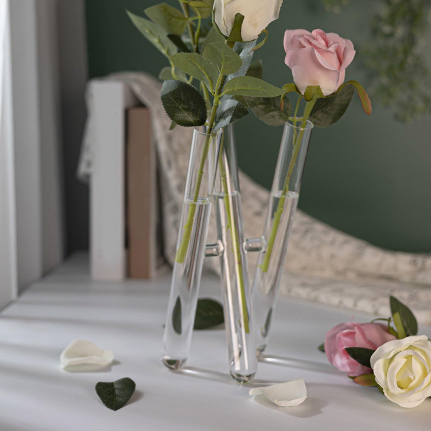 Glass Flower Vases 3/4 Tube Plant Terrariums for Hydroponic Plant Container Home Wedding Decorations Striped Glass Vases