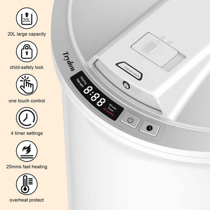 Ultra Large Capacity Towel Warmer Bucket, Rapid Heating with Timer, One-Button Digital Display Control, Safety Lock, Gifts for Him & Her, Auto Shut-Off, Fits 2 Large, Blankets, Bathrobes, PJ's