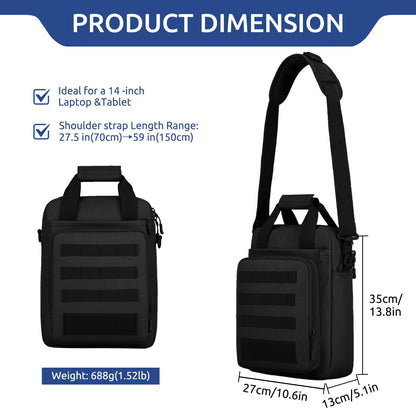 ZHIERNA Tactical Messenger Bag, Tactical Briefcase for Men Tactical Laptop Bag Heavy Duty MOLLE Shoulder Pack Handbag for Men(Black)