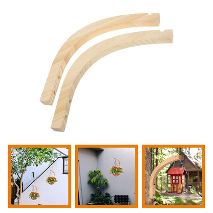 MAGICLULU Wooden Plant Wall Hooks for Indoor Hanging Planters, 2pcs Oak Wall-Mounted Plant Hanger Brackets for Flower Pots with Lantern Basket Support
