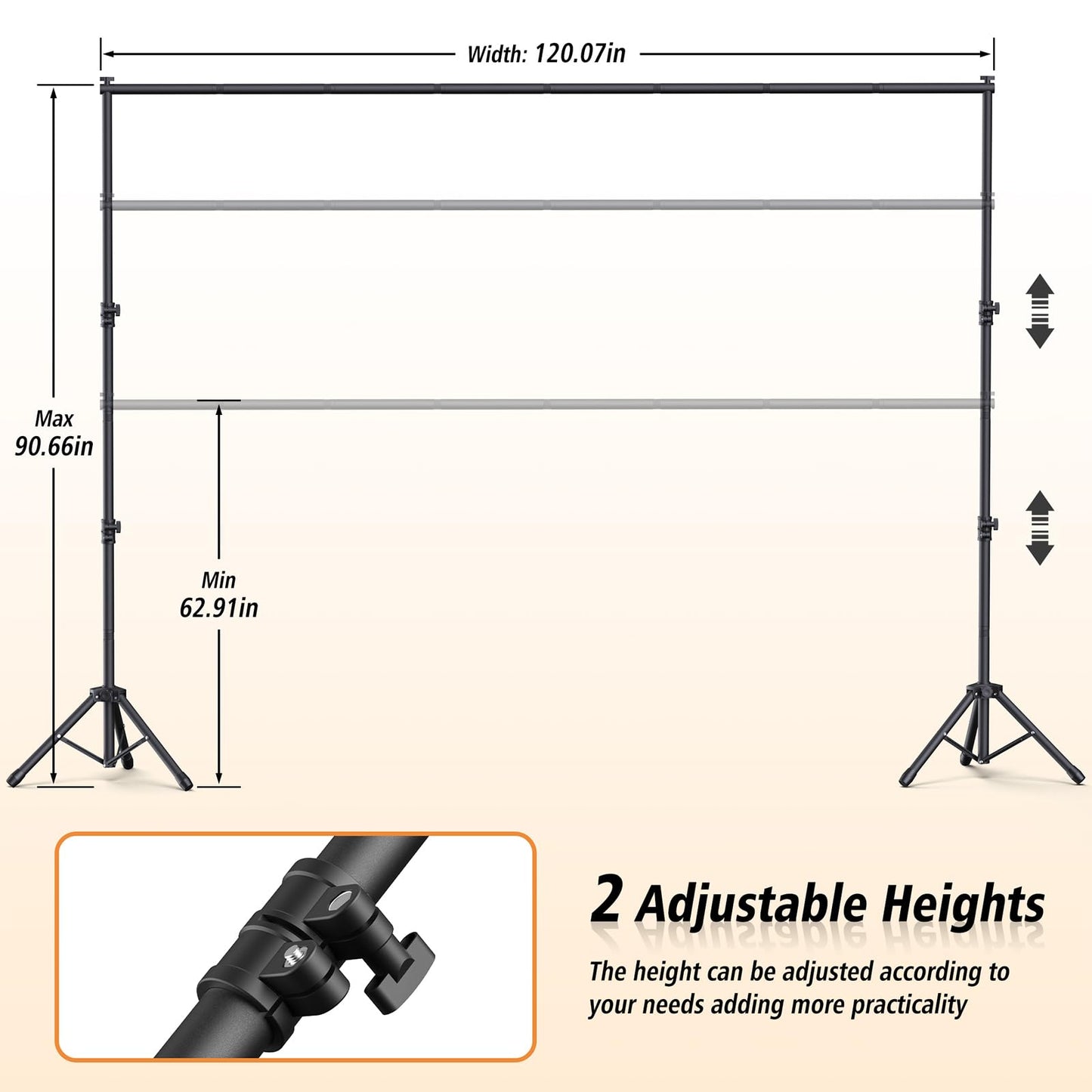 Forlogic Backdrop Stand 10x7.5ft(WxH), Heavy Duty Adjustable Photo Back Drop Stand kit, Suitable for Party, Photography, Weddings