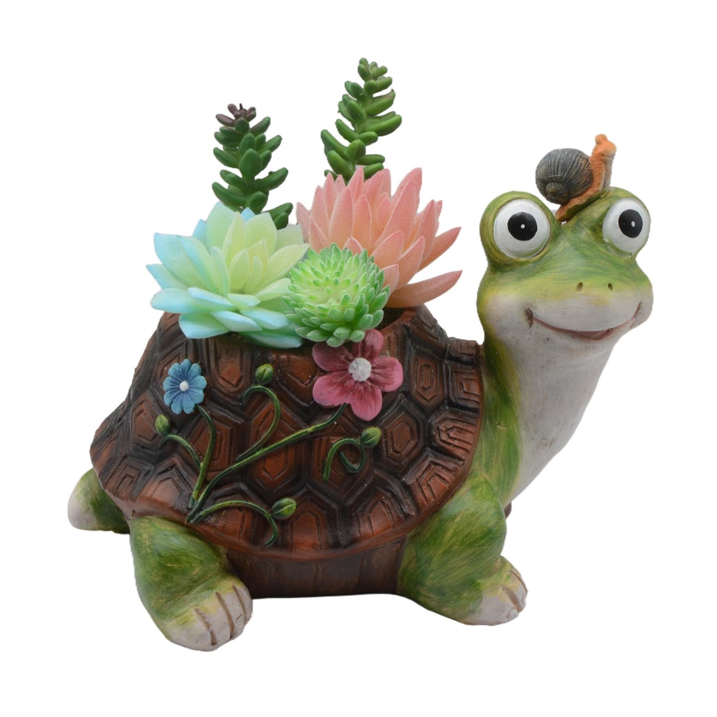 CALECACALO Turtle Plant Pots, Succulent Pots with Drainage Hole, Funny Tortoise Resin Flower Pots Planters for Outdoor Indoor Plants, Room Office Décor Plants NOT Included