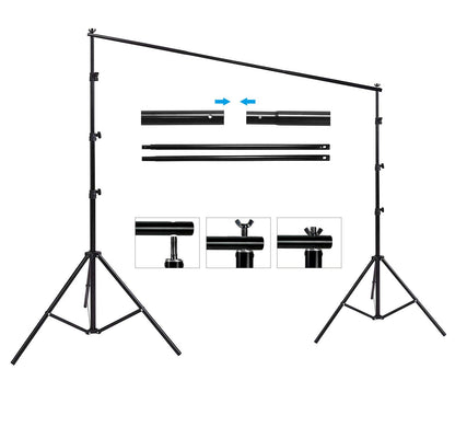 HYJ-INC 10ft x 8.5ft Adjustable Photography Backdrop Support System Photo Video Studio Muslin Background Stand Kit with Carry Bag