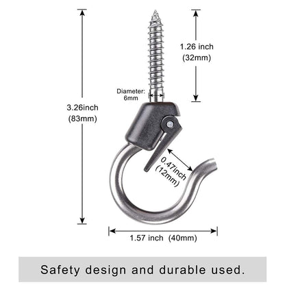 BeneLabel Wall Mount Ceiling Hooks with Safety Buckle - Plant Hanger Hooks - Outdoor Hanging Brackets for Hanging Plants, Lights, Wind Chimes & More - Rust Proof and Wind Proof